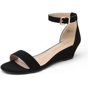 Dream Pairs Women's Ingrid Ankle Strap Low Heel Wedge Sandals-black
